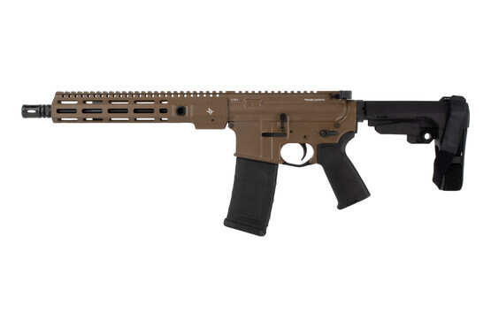 TRIARC Systems TSR-15S AR-15 5.56 Pistol in Peanut Butter features an M-LOK freefloat handguard